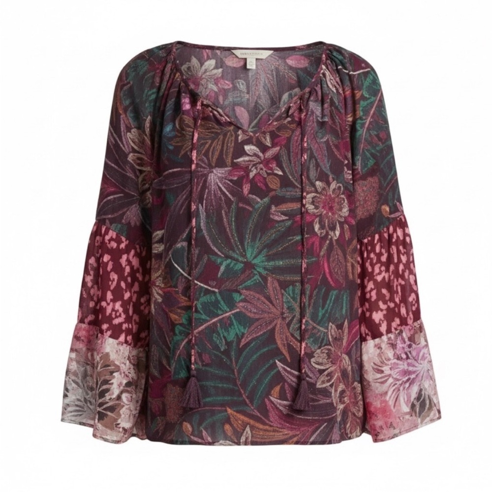 Johnny Was Toledo Silk Floral Boho Blouse